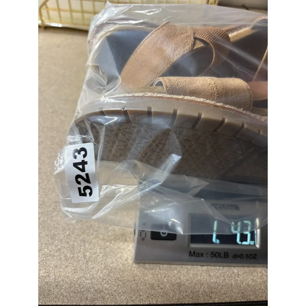 Bobs Skechers Sandals Womens 7.5 Brown Wedge Memory Foam Desert Chill Vegan